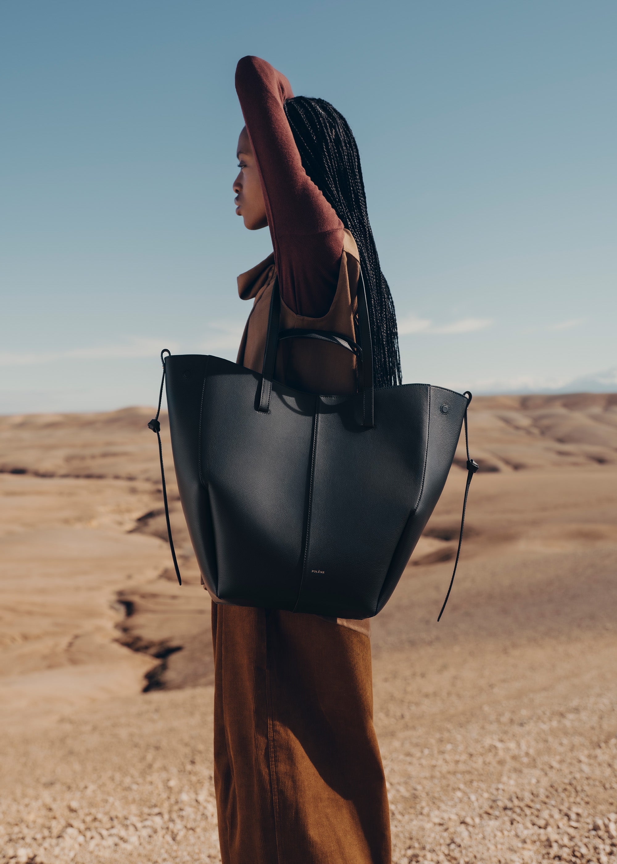 Polène | Bag - Cyme Tote - Textured Black – Polène AU