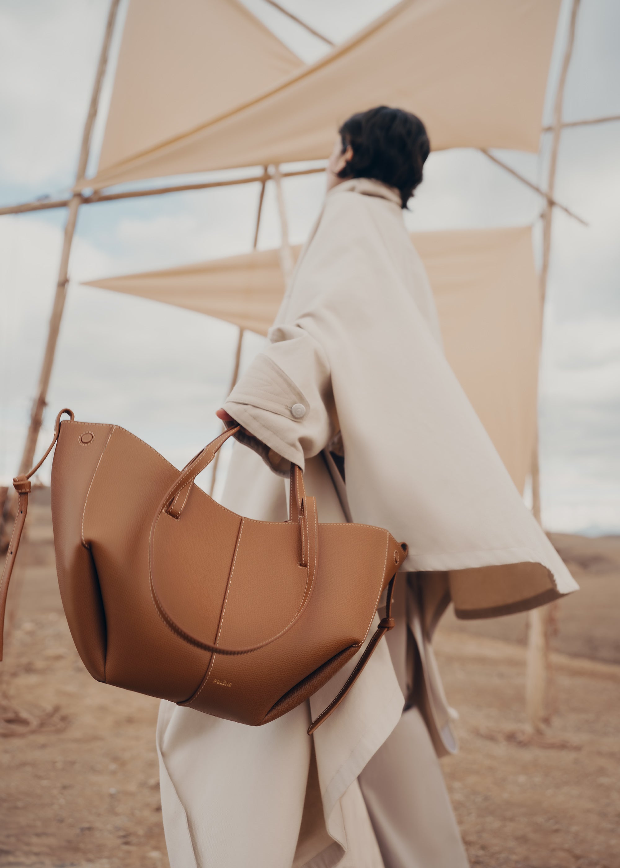 Polène | Bag - Cyme Mini - Textured Camel – Polène AU