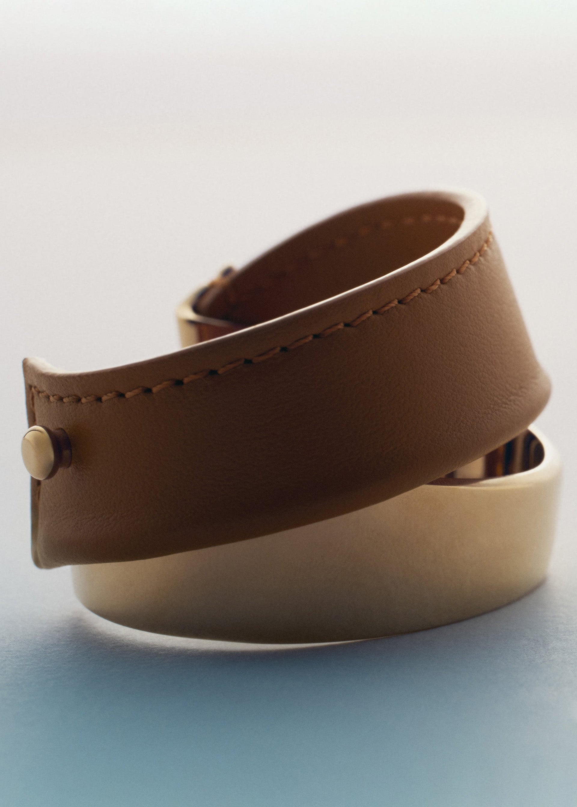 Ormé Cuff - Gold Gilded with Camel Leather