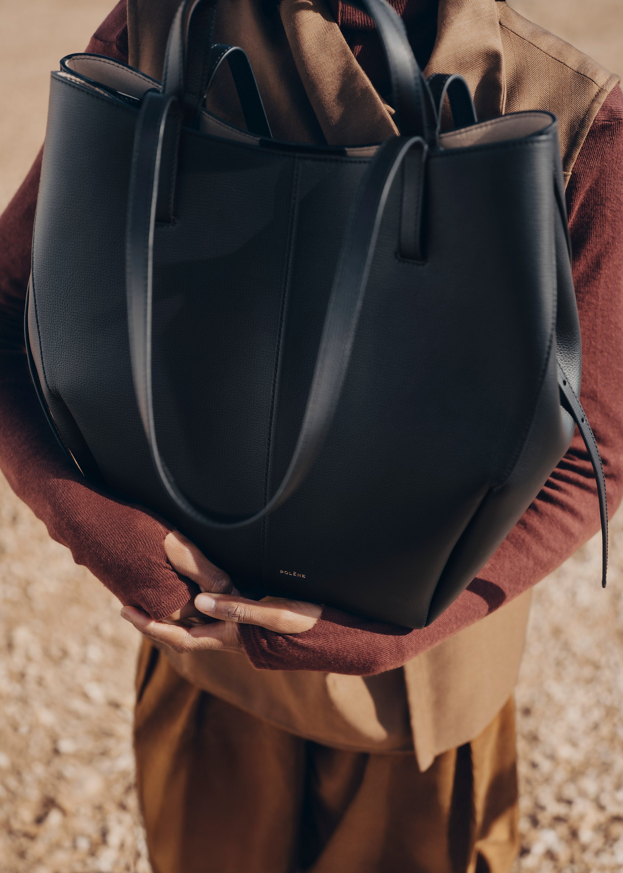 Polène | Bag - Cyme Tote - Textured Black – Polène AU