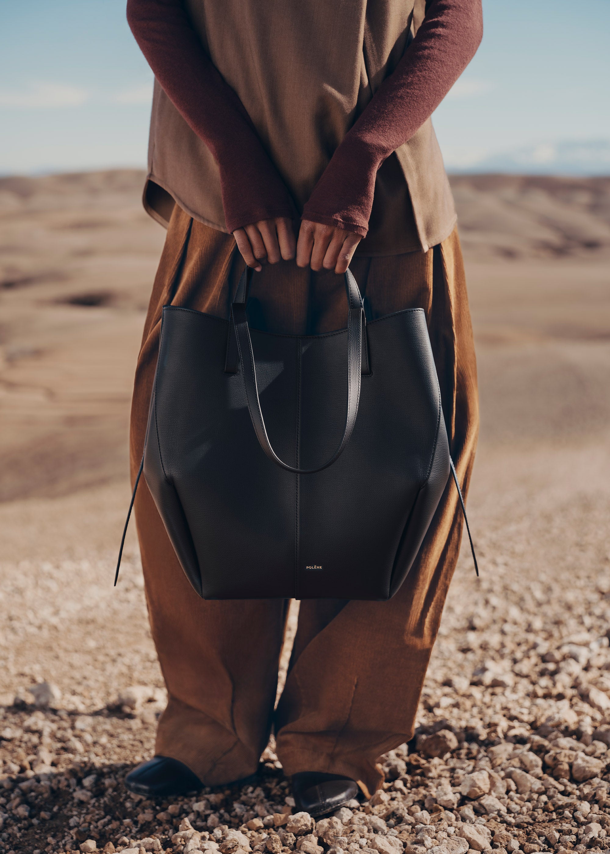 Polène | Bag - Cyme Tote - Textured Black – Polène AU