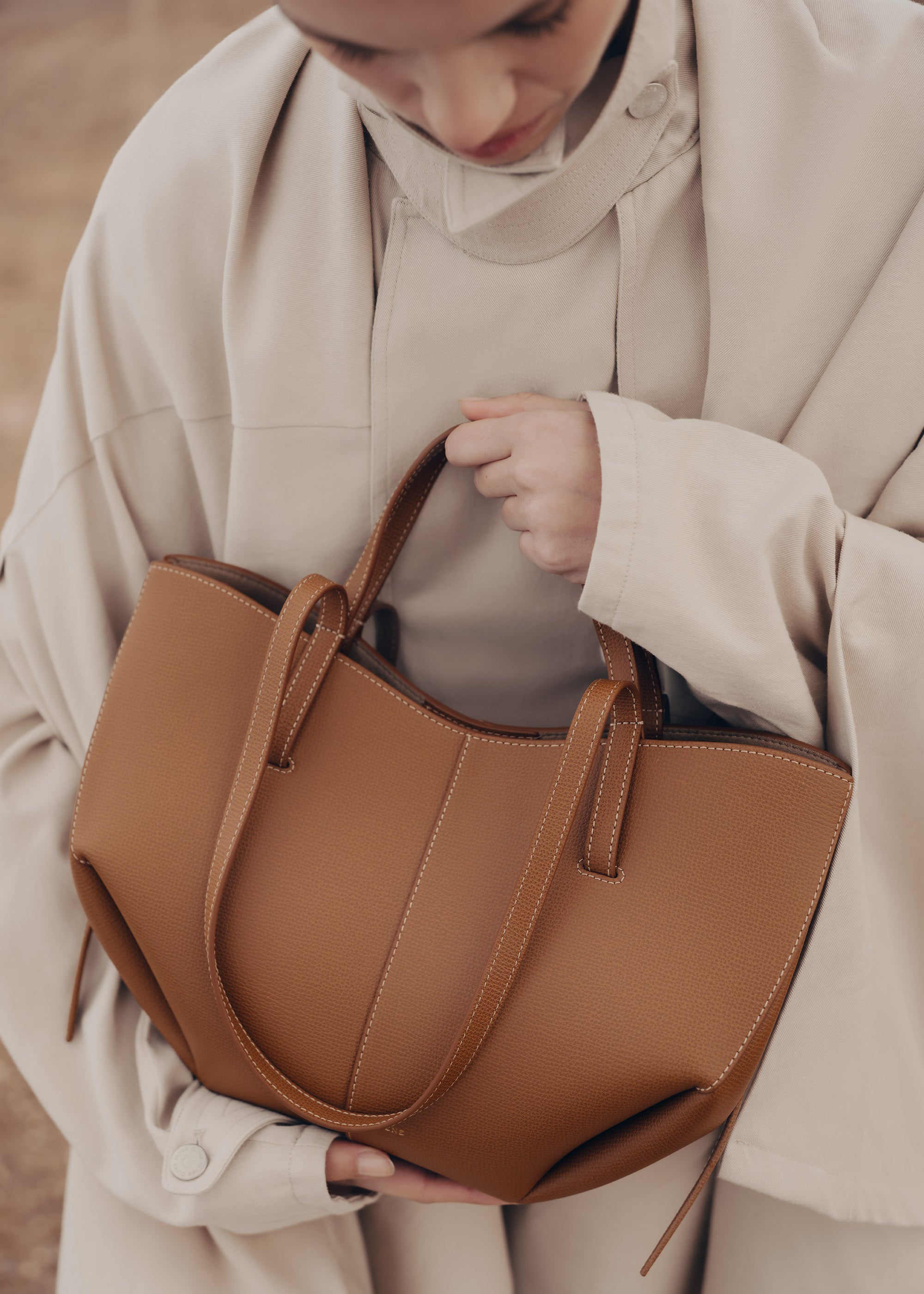 Polène | Bag - Cyme Mini - Textured Camel – Polène AU