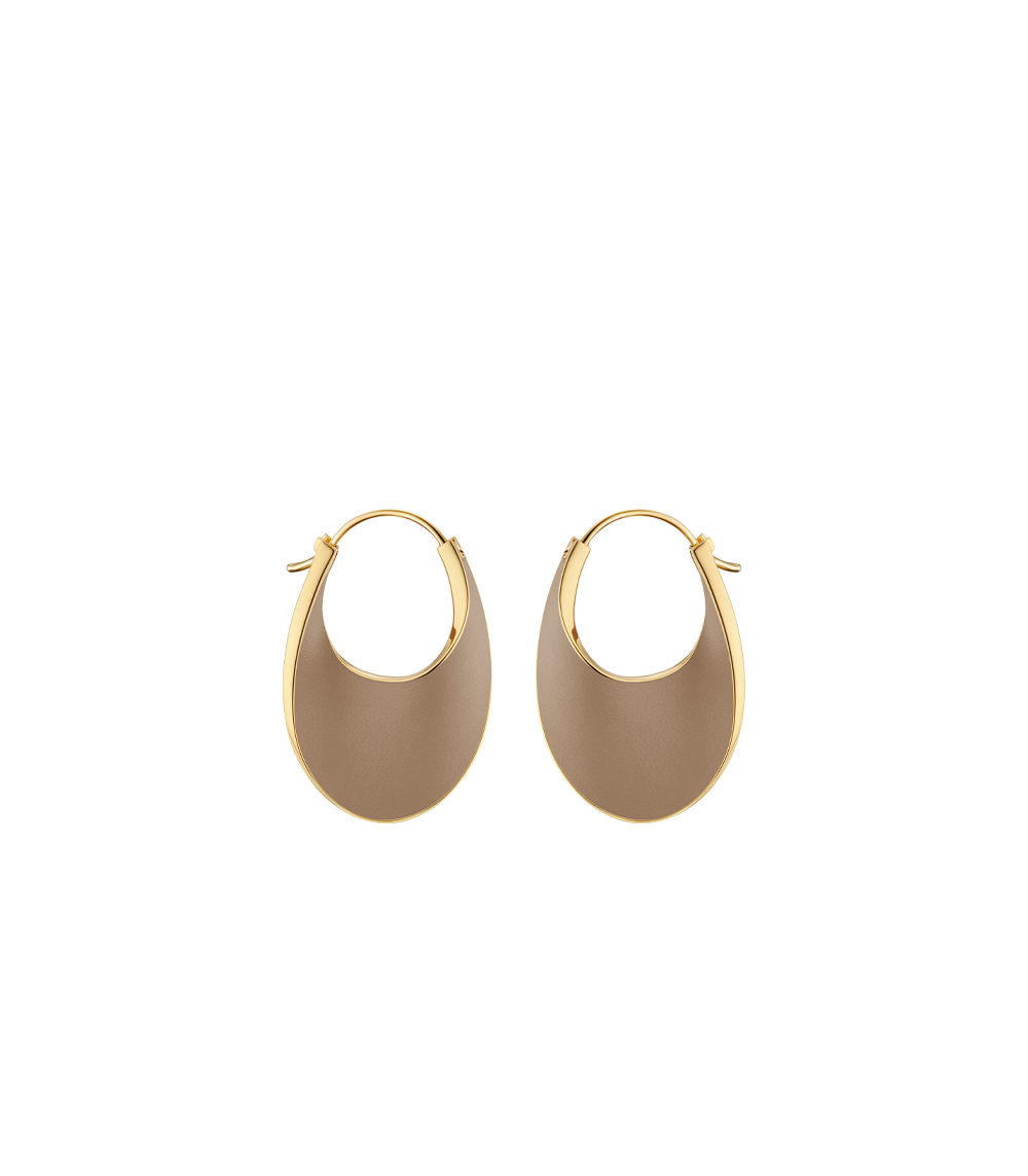 Éole Slim Hoop Earrings - Taupe Leather