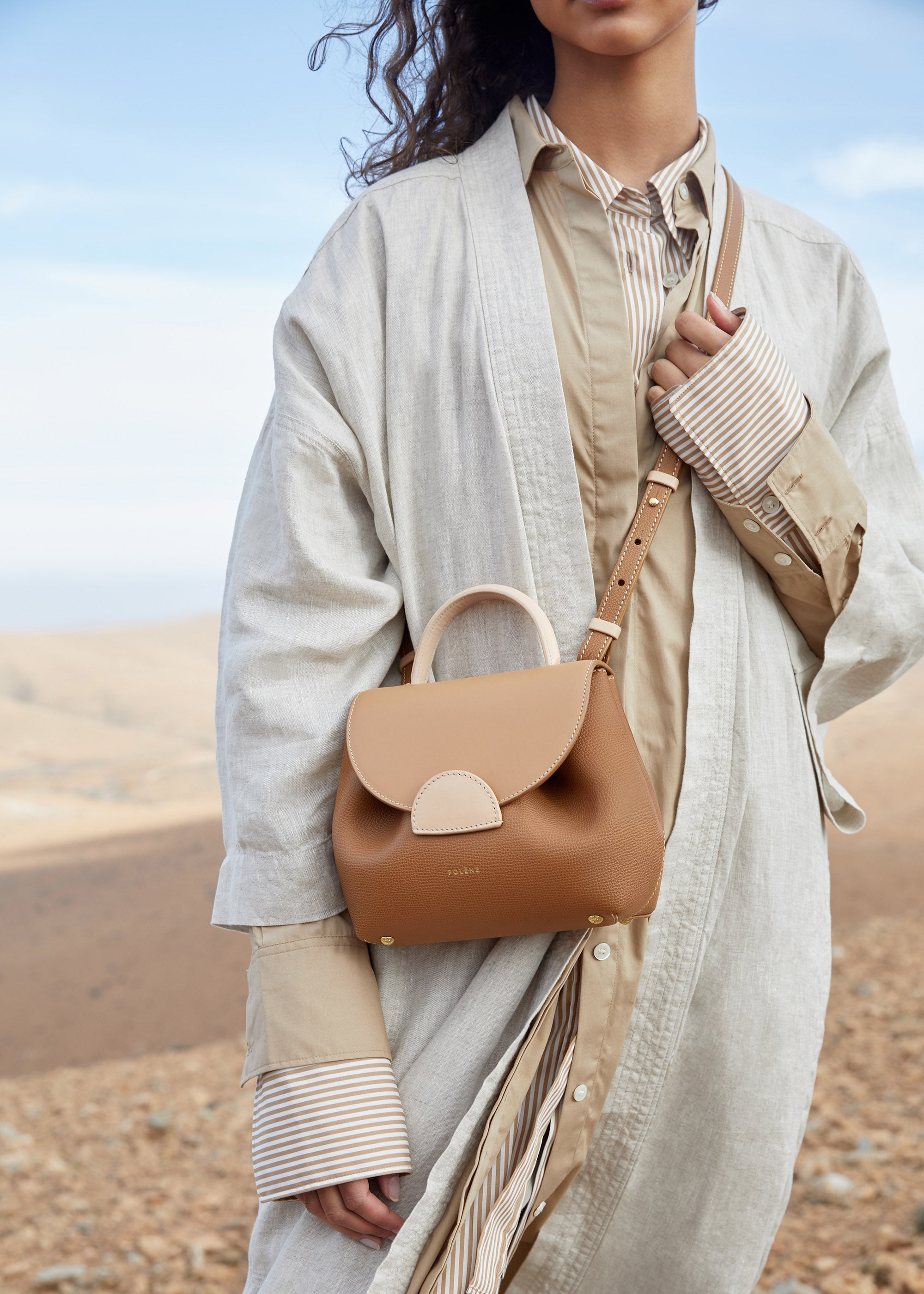 Polene, Bags, Polne Numero Un Number One Bag Trio Camel Textured Leather